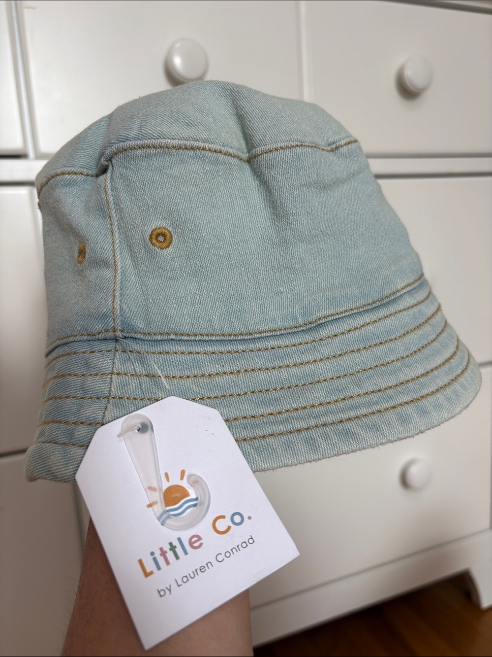Little Co. Light Blue Denim Bucket Hat for Kids Summer Girls/Boys Organic Cotton